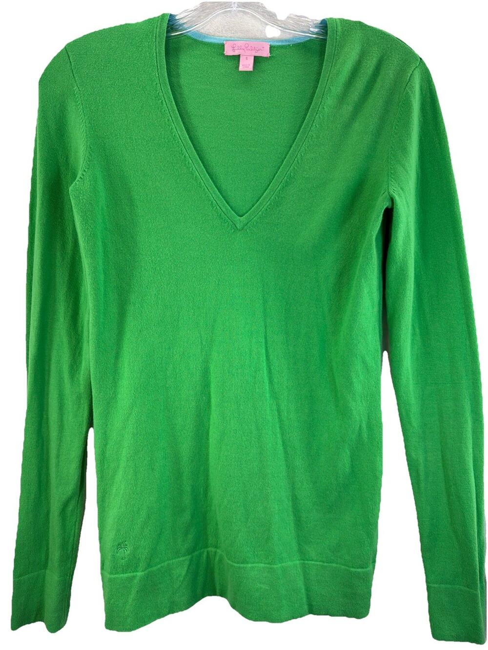 Lilly Pulitzer Women's Small V-Neck Sweater Green Pullover Resortcore softgirl